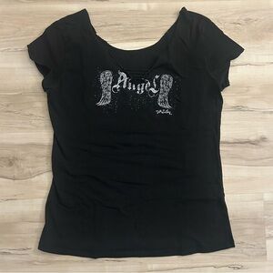 Demi Loon Grunge Angel Short Sleeve Top Off The Shoulder Size Large Wings